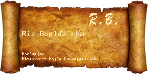 Riz Boglárka névjegykártya